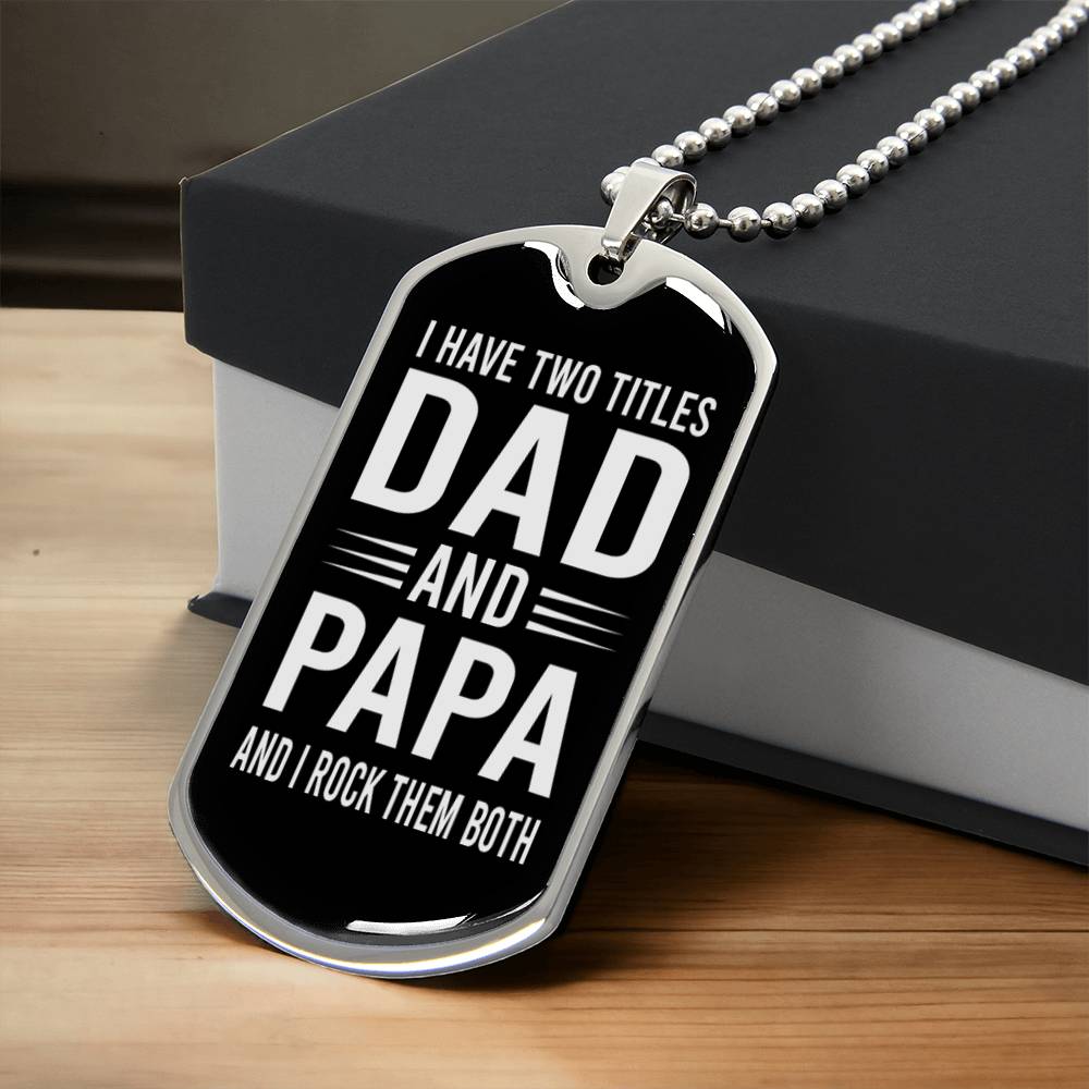 Dad And Papa Necklace - Army Tag Necklace, Dog Tag
