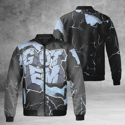 Bomber Jacket,Got Em Sneaker Head Graphic,Cracked Ice Texture,Air Jordan Shoe Collector Gear Bomber Jacket