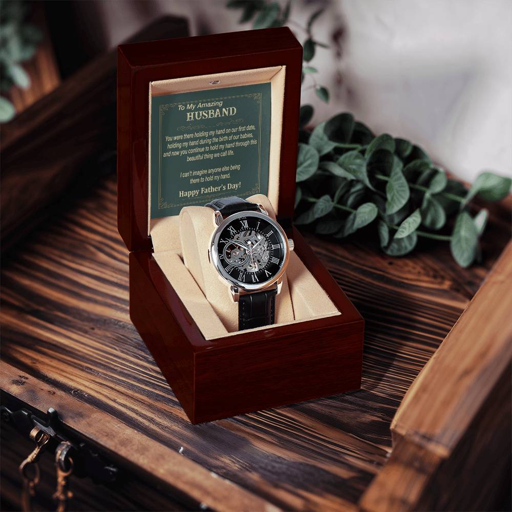Men's Openwork Watch To My Amazing Husband Gift Watch Father's Day Gift From Wife Skeleton Watch For Him