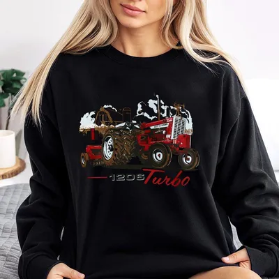 Ih 1206 Turbo Sweatshirt – International Harvester Vintage Farm Tractor Sweatshirt, Red Tractor Graphic, Country Agriculture