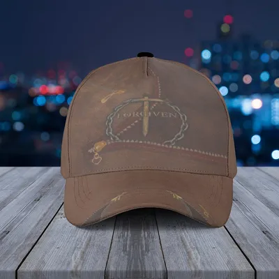 Baseball Cap Forgiven, Brown Leatherwork Stitch Detail Hat Baseball Cap