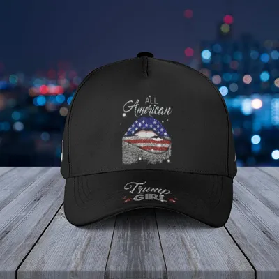 All American Trump Girl Signature Usa Flag Lips Sparkle Classic Baseball Cap Baseball Cap