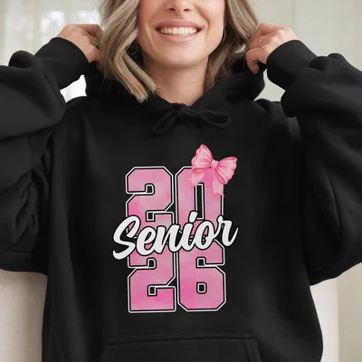 Senior 2026 Hoodie Hoodie Hoodie Class Of 2026 Graduation  Pink Bow Senior Girl Hoodie Senior Gift For High School
