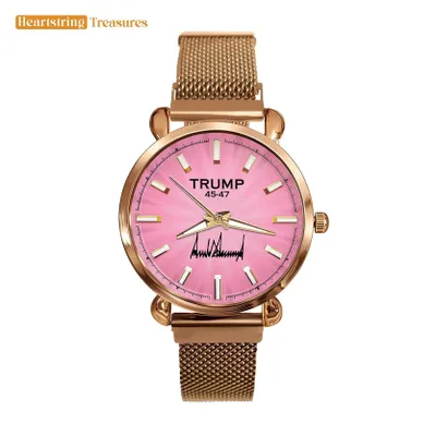 TRUMP Watch 2025 Luxury Gold - Glowing Pink Dial - Gift Watch for Women
