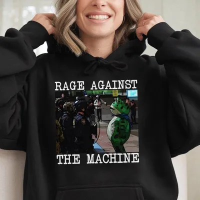 Portland Frog Protest Hoodie, Rage Against The Machine Hoodie, Funny Green Frog Protest Hoodie, Unisex Cotton Soft Top