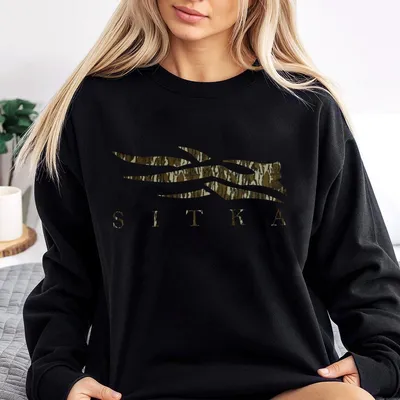 Sitka Camoflauge Bottomland Pattern Logo Unisex Sweatshirt Classic Menswear