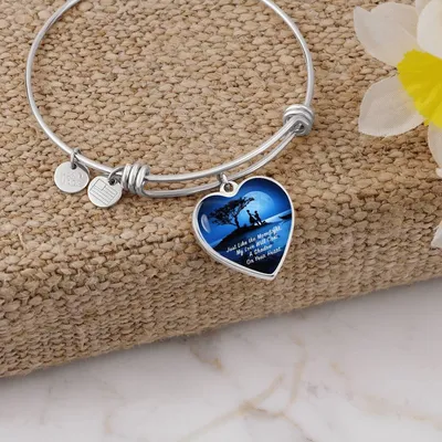 Lover Gifts - I Will Hold You in My Heart Always and Forever Bracelet, Valentines Day Gift, Engagement Gift Heart Bangle