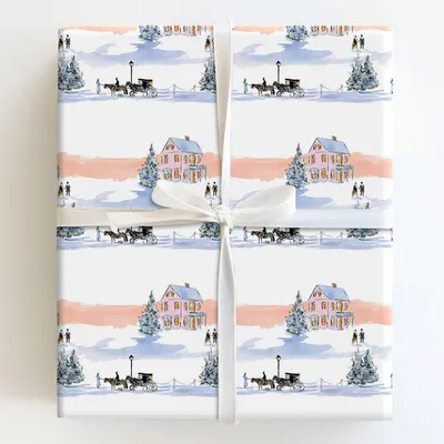 Frostfield Lane - Gift Wrap for Christmas, Holidays Wrapping Paper, Christmas Wrapping Paper