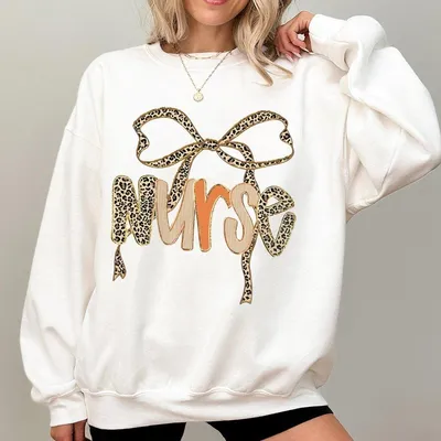 Preppy Leopard Fall Nurse Sweatshirt Fall Nurse Lace Sweatshirt Ditsy Floral Fall Sweatshirt Autumn Sweatshirt