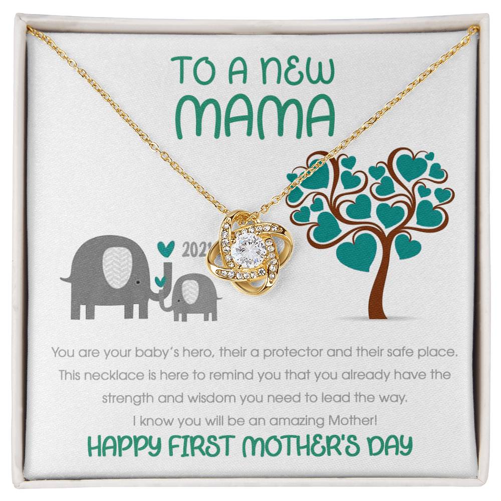 To a New Mama - You Are Your Baby's Hero - Mother's Day Gift - Love Knot Necklace