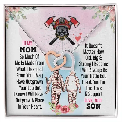 Firefighter'S Mom - Interlocking Heart Necklace Interlocking Hearts Necklace