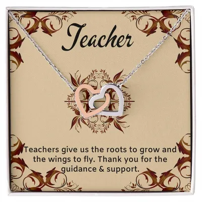 Teacher Gift Interlocking Hearts Necklace