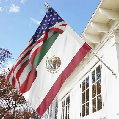 American Flag Waving Show Mexico Flag, Firiendship House Flag Vertical House Flag