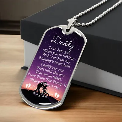 Daddy Happy First Father's Day - Army Tag Necklace, Dog Tag