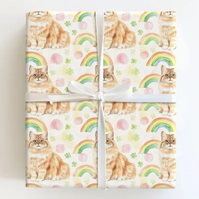 Rainbows with the Turkish Angora - Gift Wrap for Christmas, Holidays Wrapping Paper, Christmas Wrapping Paper