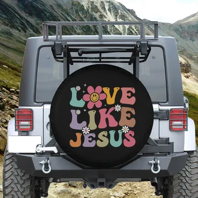 Love Like Jesus Spare Tire Cover, Retro Christian Design, Inspirational Faith Quote, Religious Car Accessory, Uplifting Spiritual Spare Wheel Cover Spare Tire Cover