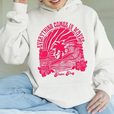 Pink Palm Puff Hoodie Hoodie For Women Teen Girls Cute Preppy Hoodie Y2k Hoodie Hoodie