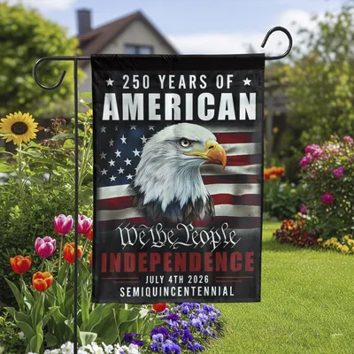 Vertical Garden Flag 250th American Independence Day Bald Eagle Patriotic Decor Double-Sided Vertical Garden Flag