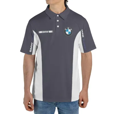 Bmw Power Racing Polo Polo Shirt, Men'S Navy White Block Design, Car Enthusiast Apparel, Motorsport Fan Gift