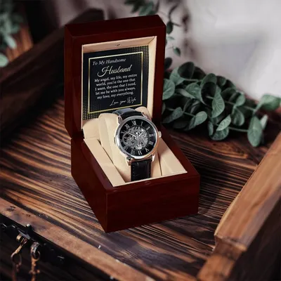 To My Husband Watch Gift With Message Card Openwork Watch
