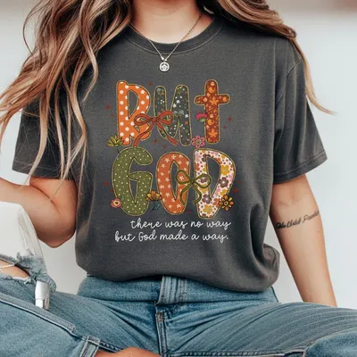 Thanksgiving But God Christian Fall Vibes T-Shirt Autumn Thankful Floral Pumpkin Coquette Bow T-Shirt Cozy Season