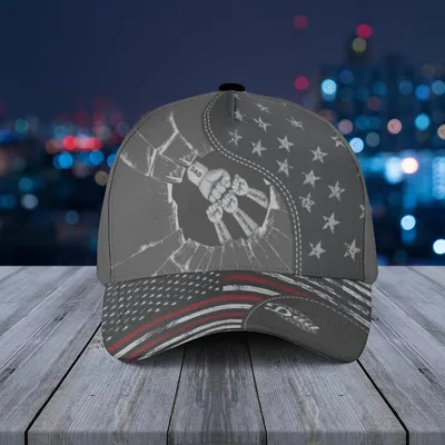Men'S Baseball Cap With American Flag Design - Thin Red Line Dad Fist Graphic Hat, Great Gift For Fathers Baseball Cap