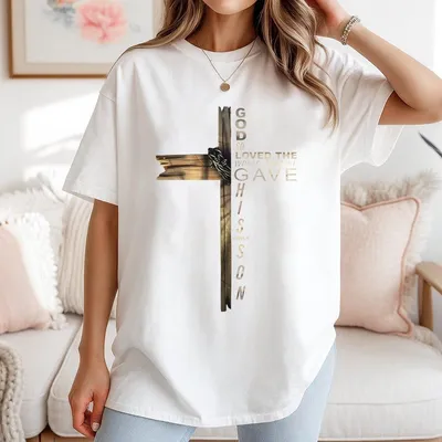 God Love Cross Design T-Shirt A Unique And Bold Design With The Iconic Bible Verse Reminding Us Of God Immense Love