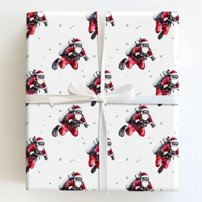 Santa's Dive - Gift Wrap for Christmas, Holidays Wrapping Paper, Christmas Wrapping Paper