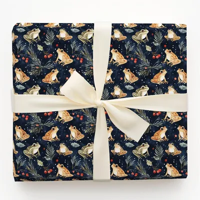 Frog Night Story - Gift Wrap for Christmas, Holidays Wrapping Paper, Christmas Wrapping Paper