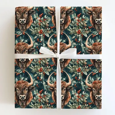 Holly on the Range - Gift Wrap for Christmas, Holidays Wrapping Paper, Christmas Wrapping Paper