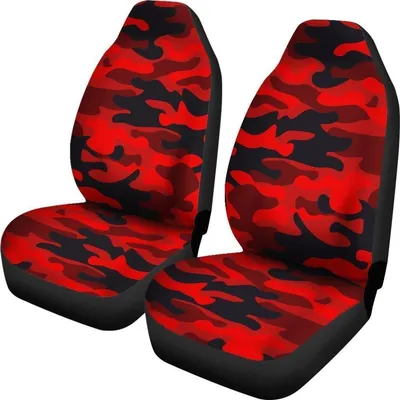 Red And Black Camouflage Print Universal Fit Car Seat Covers