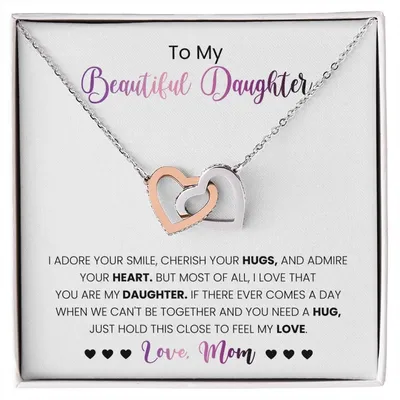 My Daughter - I Adore Your Smile Interlocking Hearts Necklace