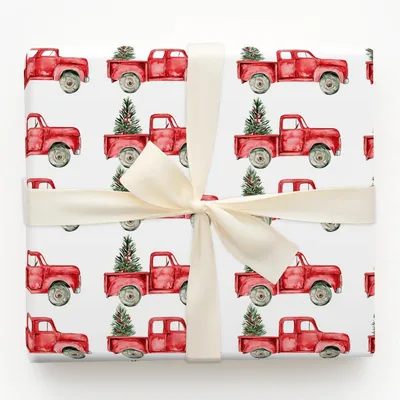 The Classic Red Truck - Gift Wrap for Christmas, Holidays Wrapping Paper, Christmas Wrapping Paper