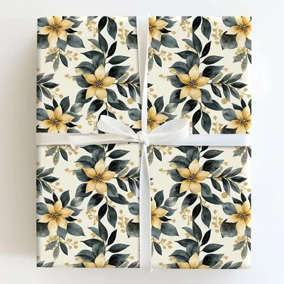 Golden Garden - Gift Wrap for Christmas, Holidays Wrapping Paper, Christmas Wrapping Paper
