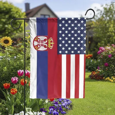 American Serbia Flag Serbian Friendship, House Flag Decor Vertical Garden Flag