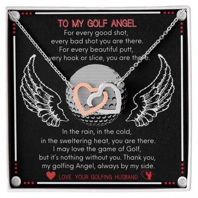 To My Golf Angel - Never Ending Love Necklace - From Your Golfing Husband Interlocking Hearts Necklace