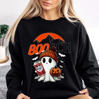 Boosch Light Apple Cute Boo Ghost Halloween Sweatshirt For Men And Women, Cute Boo Ghost Sweatshirt, Halloween Season, Casual Top Womenswear