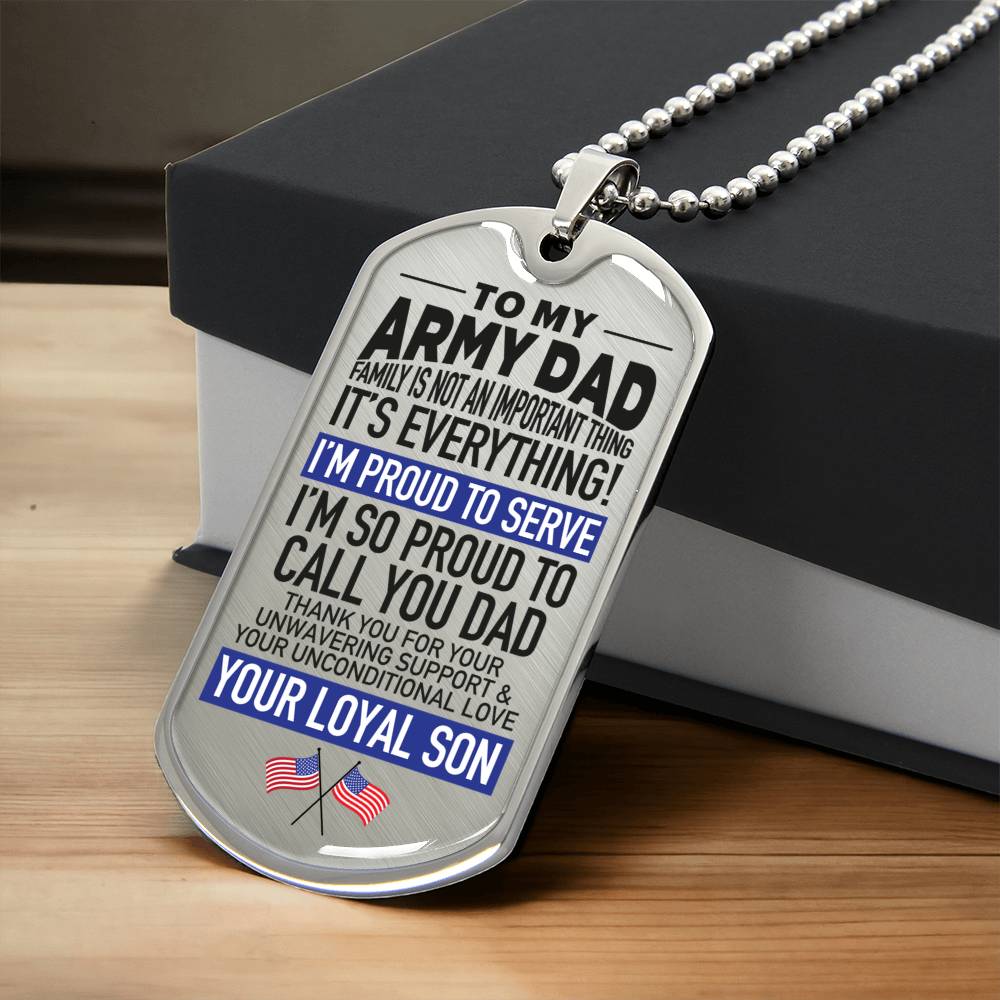 To Army Dad - From Loyal Son - Army Tag Necklace, Dog Tag