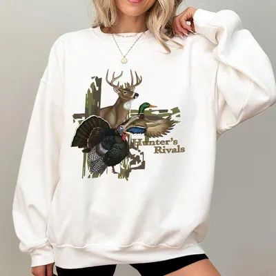 Green Vintage 90s Sweatshirt Nature Deer Hunting Wildlife Wilderness Streetwear