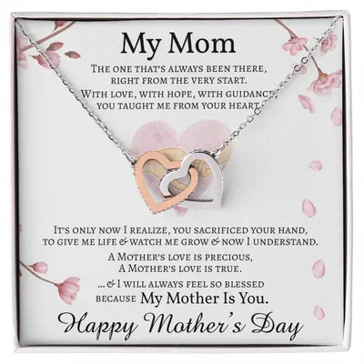 Mother'S Day Gift Necklace Message Card Gift Necklace For Mom Double Hearts Necklace For Mom Interlocking Hearts Necklace