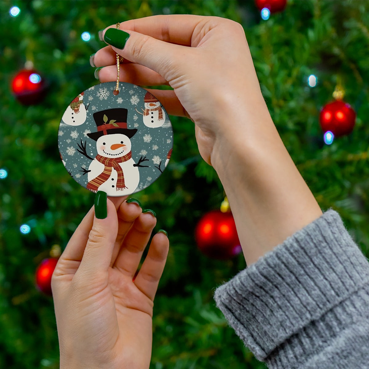 Snowman with Scarf Christmas Tree Ornament