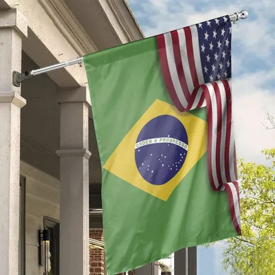 Flag Waving American Flag Brazilian, Gift For Friend, House Decor Gift Vertical House Flag