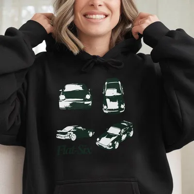 Flat Six Car Vintage Hoodie Retro Auto Graphic Hoodie Y2k Streetwear Top Unisex Short Sleeve Fashion Hoodie For Men Women