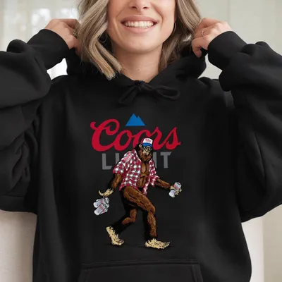 Bigfoot Coors Light Hoodie,Sasquatch Holding Coors Light Beer Cans Graphic Printed Unisex Classic Hoodie