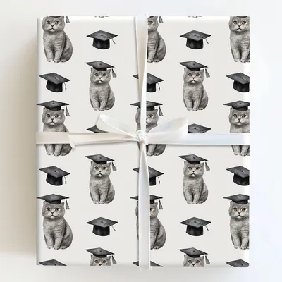 British Shorthair Graduate - Gift Wrap for Christmas, Holidays Wrapping Paper, Christmas Wrapping Paper