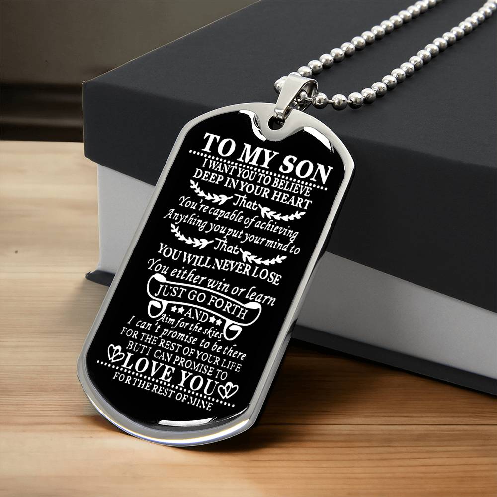 To My Son Gift - Army Tag Necklace, Dog Tag
