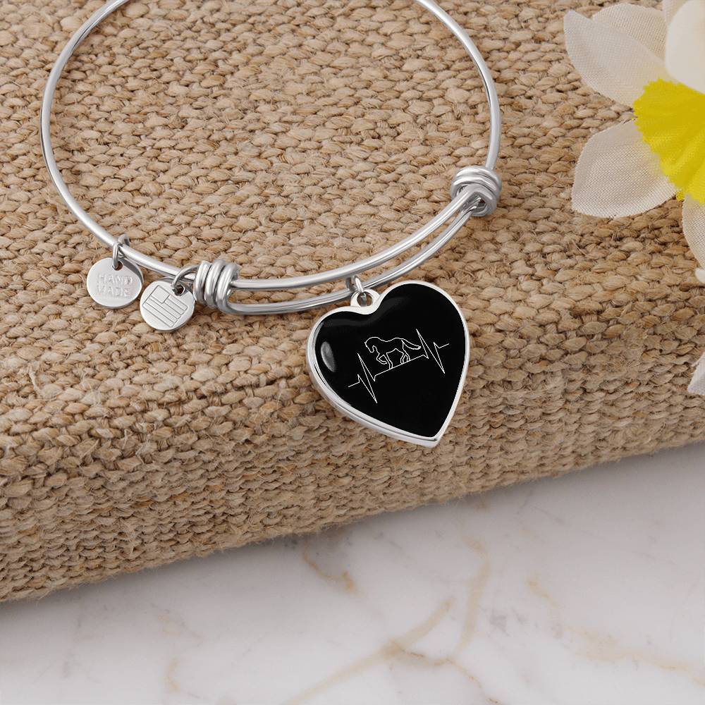 Beautiful Horse Girl Bangle, Heart Shape Pendant - My Heart Beats to the Rhythm of Horses' Hooves Heart Bangle