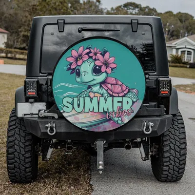 Floral Crown Spare Tire Cover, Summer Floral Design, Colorful Flower Pattern, Waterproof Vinyl Wheel Protector Spare Tire Cover