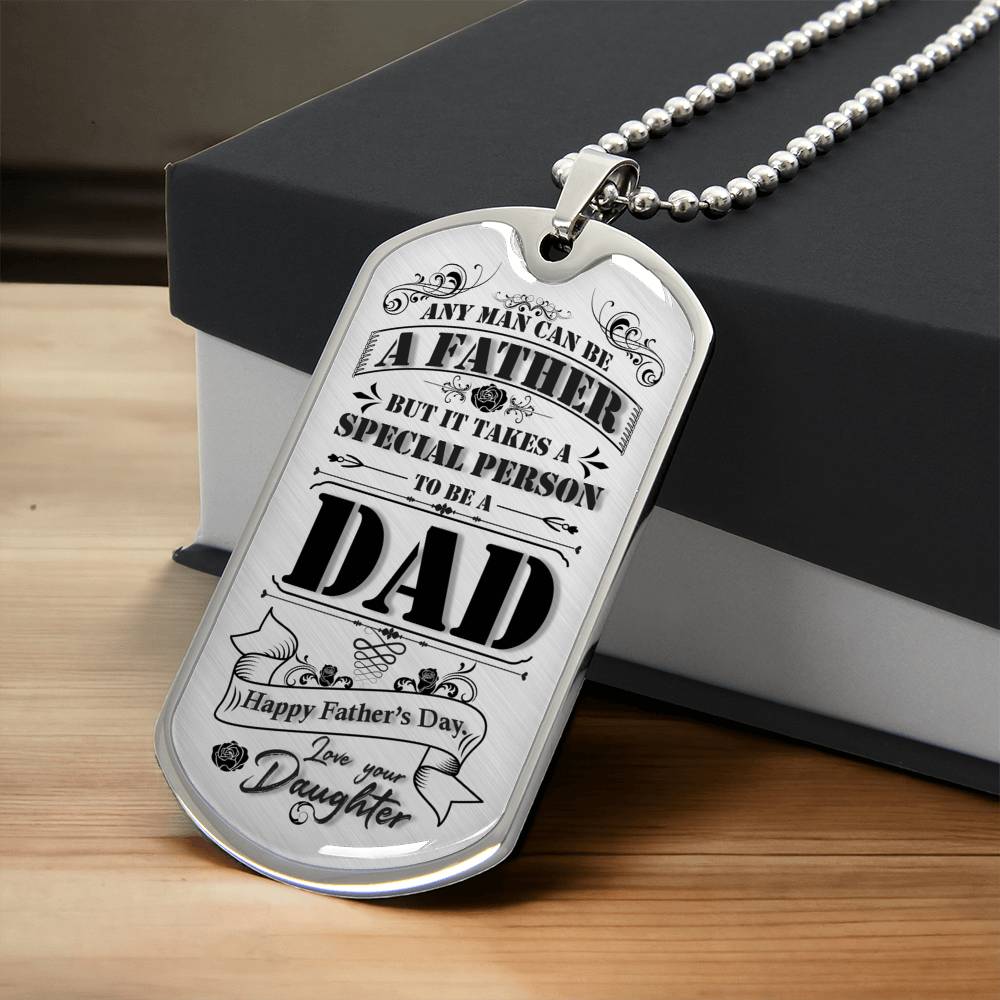 Dad Daughter - Army Tag Necklace, Dog Tag