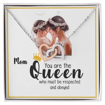 Mothers Day Gift - Gift From Daughter Son Interlocking Hearts Necklace
